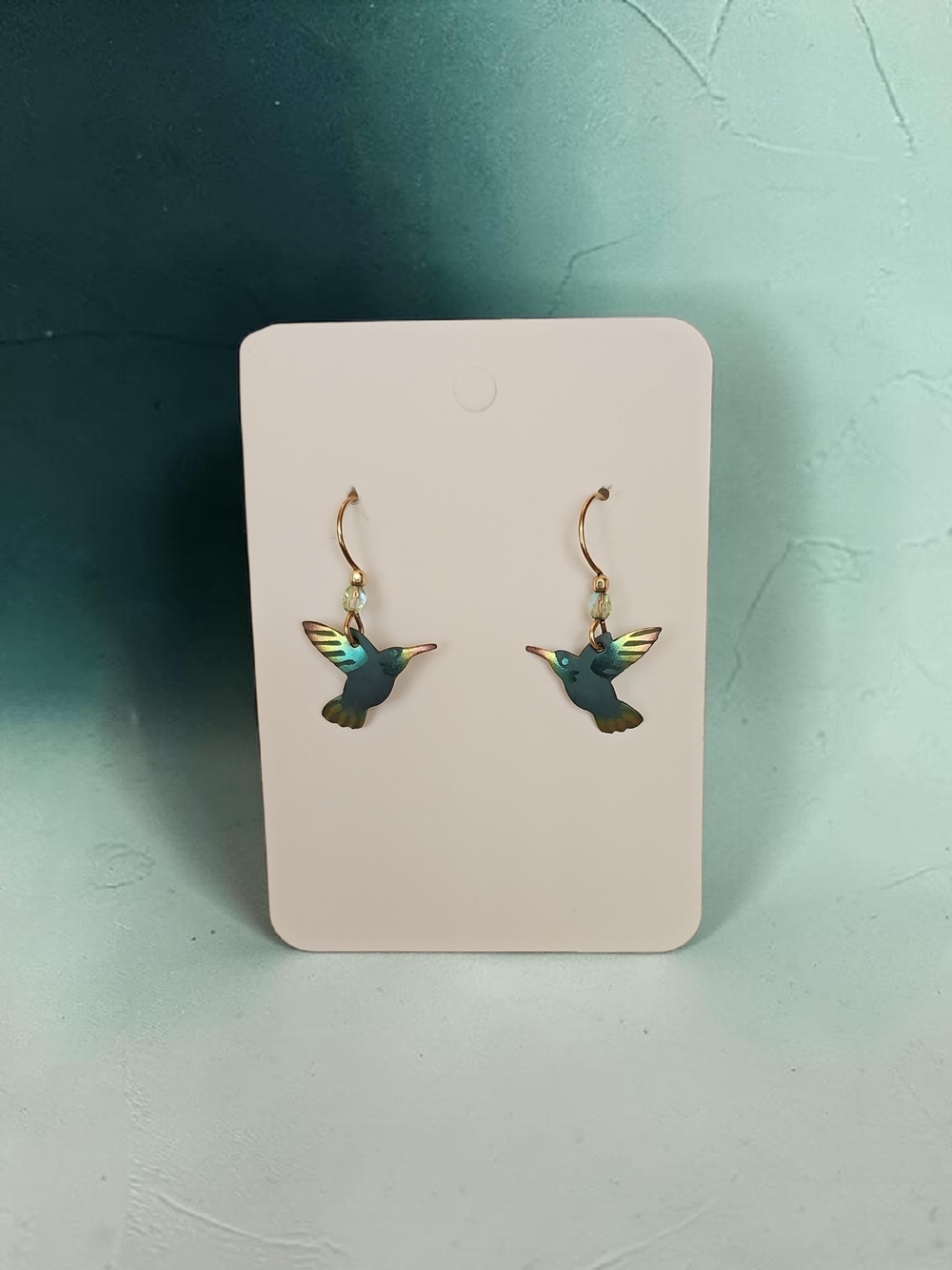 Holly Yashi Hummingbird Blue Purple Niobium Gold-Filled French Wires w/Crystals